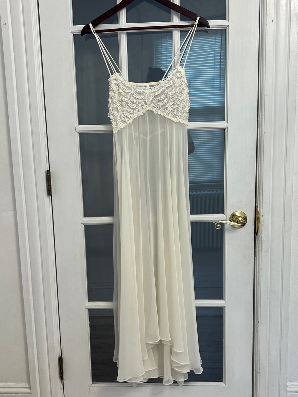 FLORA NIKROOZ Vintage Women’s Ivory Sheer Long Romantic Lingerie Set Size S - Picture 2 of 6